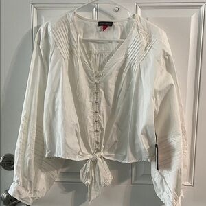 Vince Camuto White Tie-Front Blouse